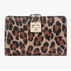 Kate Spade Phoebe Spotted Leopard Turnlock Medium Wallet